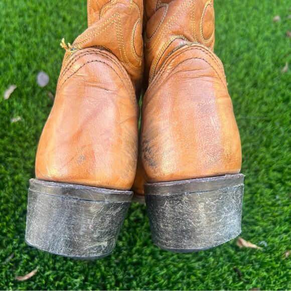 Vtg 90’s Durango Boots Men’s Size 11 EE Western Cowboy Embroidered Stitch Tan - Picture 6 of 11